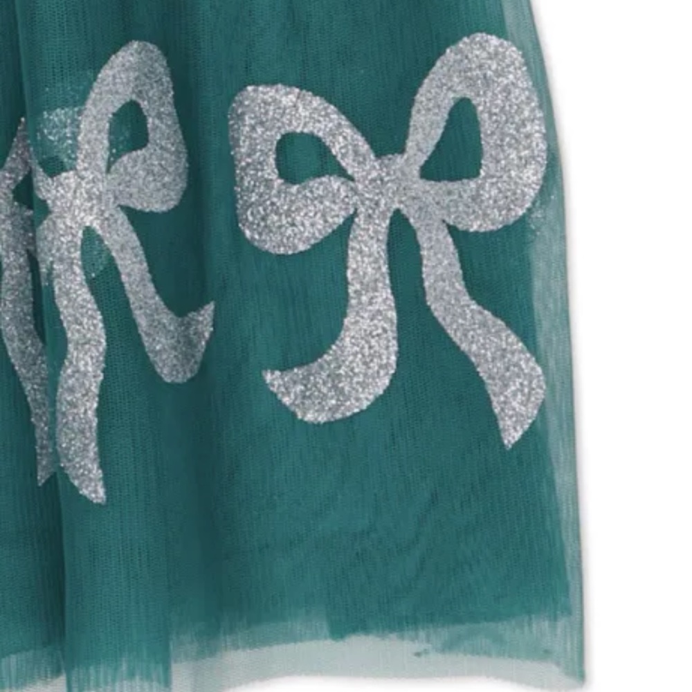 Wonder Nation Girls Green TUTU Dress With Silver Glitter Bow XL PLUS (14-16) NEW - Picture 2 of 6